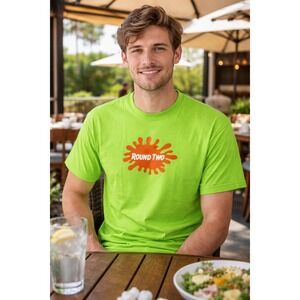 Round Two T Shirt XL Neon Green Graphic Logo Streetwear Short Sleeve Men's